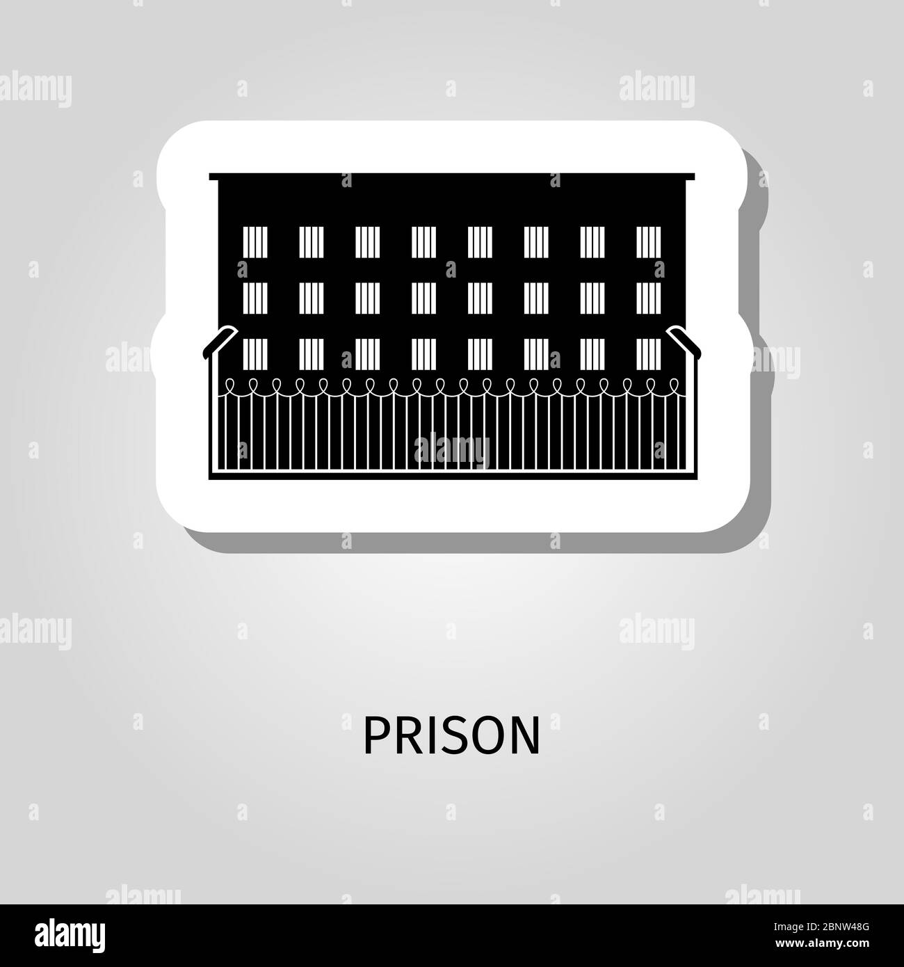 Prison black building silhouette vector web sticker icon Stock Vector