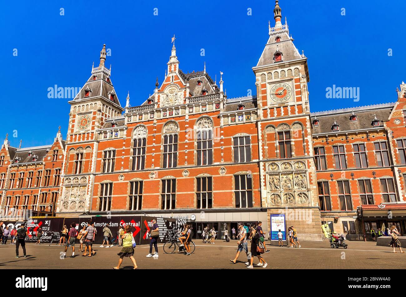 AMSTERDAM, HOLLAND AUG. 31, 2019 Central station building Amsterdam