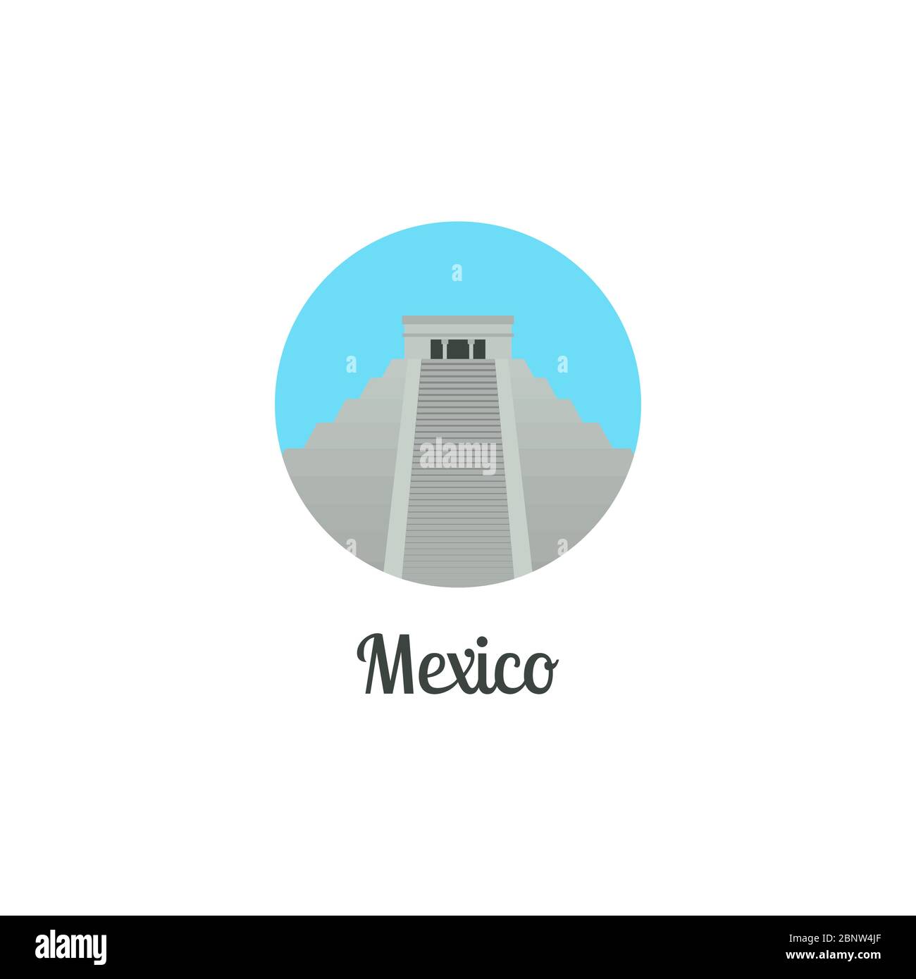 Mexico landmark isolated round icon. Vector illustration Stock Vector