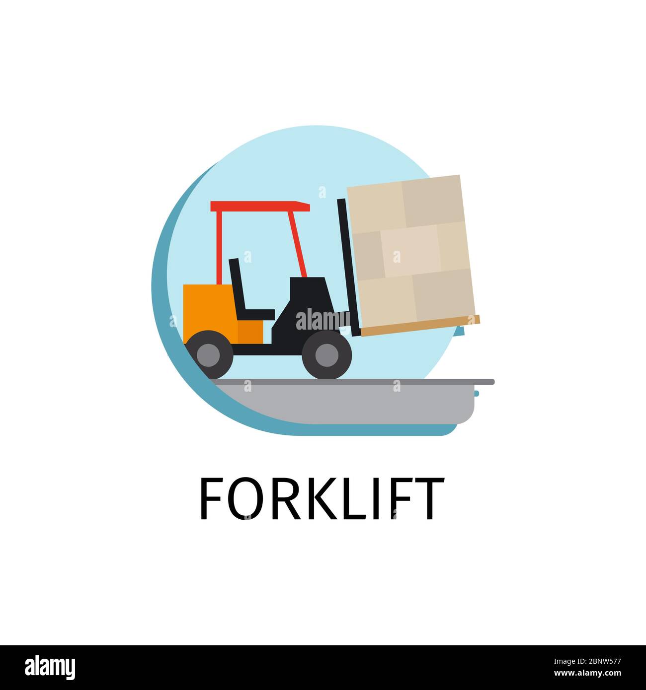 Vector forklift transport in flat style on white background Stock Vector