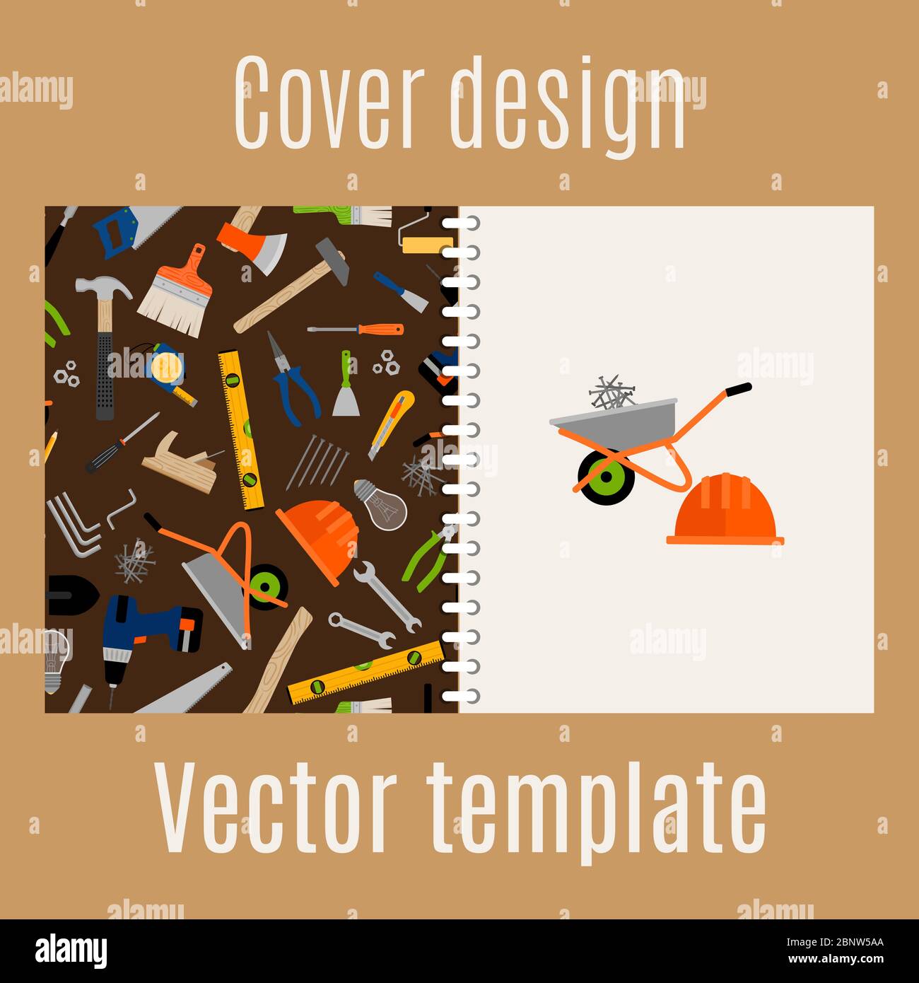 Cover design for print with construction pattern. Vector illustration Stock Vector