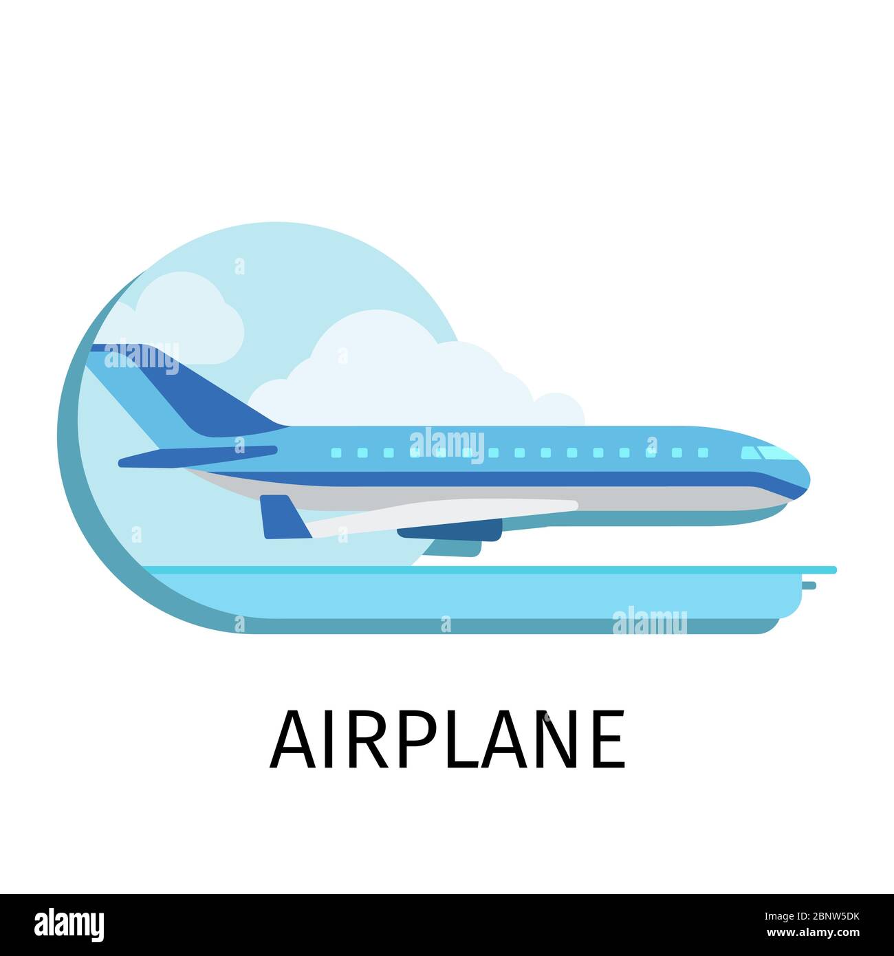 Vector airplane in flat style with sign on white background Stock ...