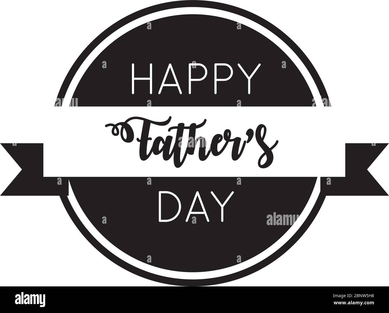 happy fathers day frame with ribbon line style Stock Vector Image & Art ...