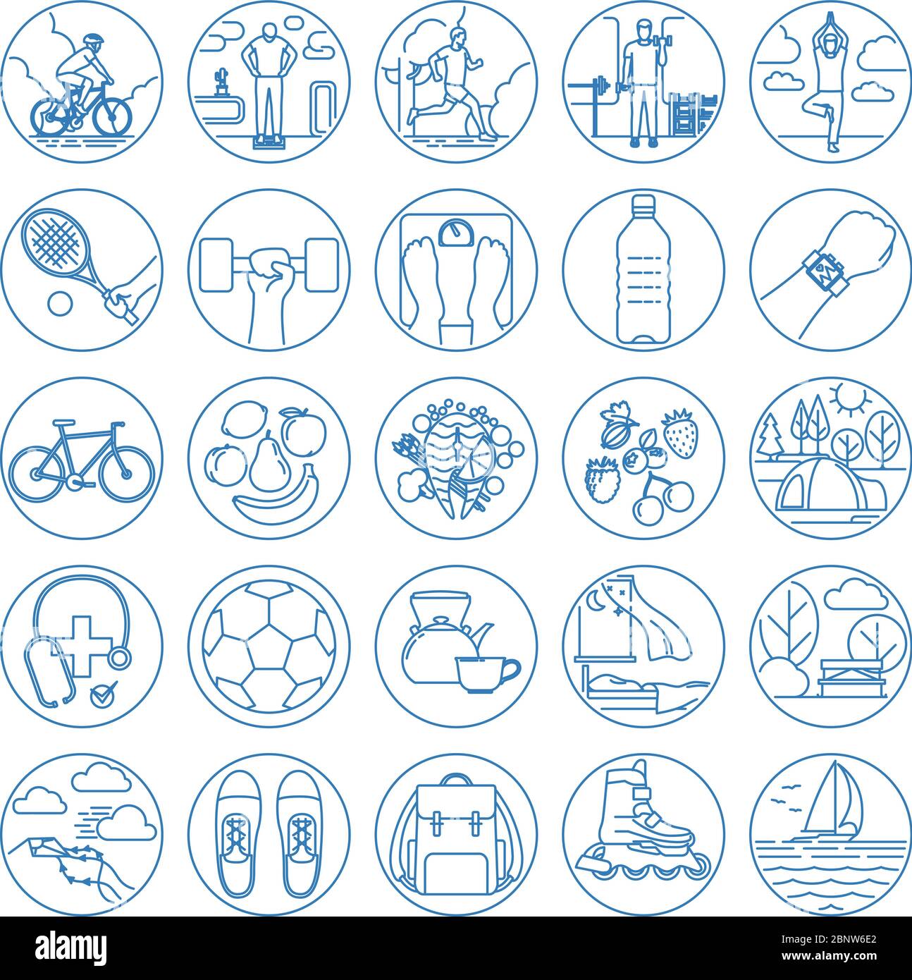 Fitness and healthy life style line icons. Vector illustration Stock ...