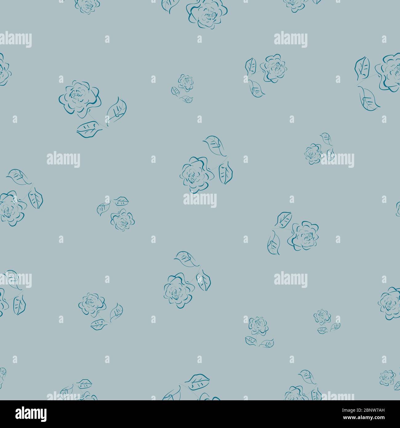 loose doodle roses seamless vector pattern Stock Vector