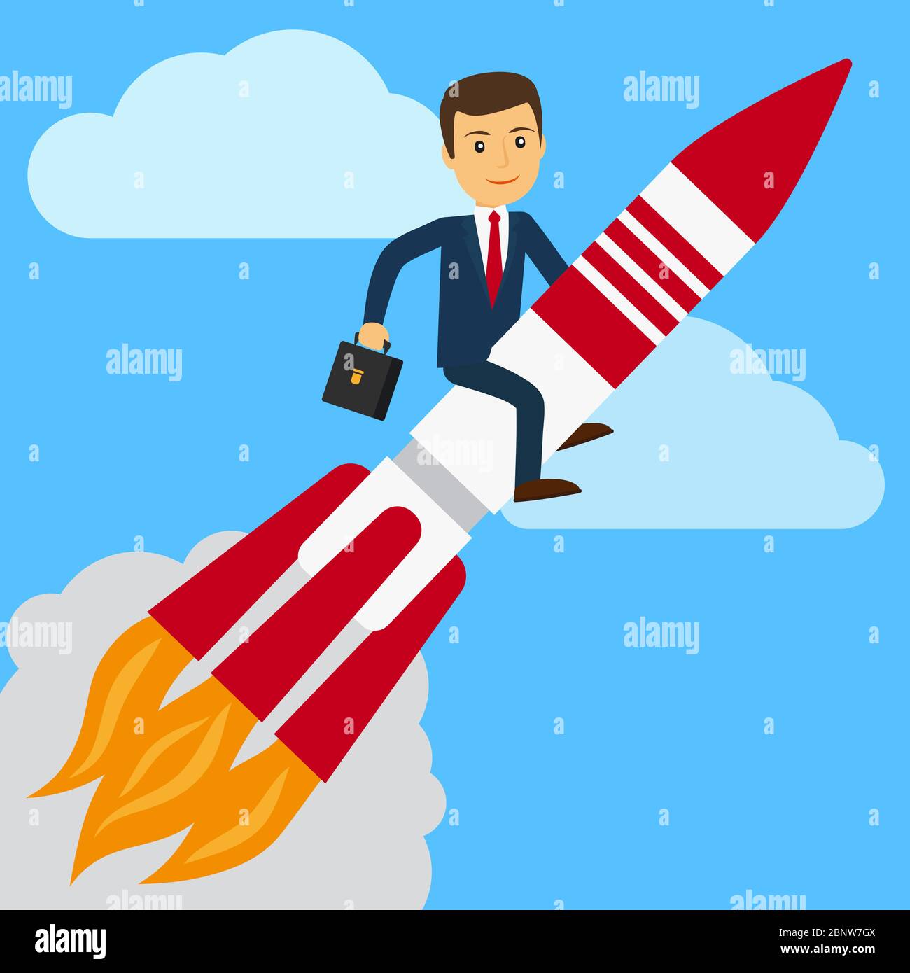 Businessman flying rocket in funny hi-res stock photography and images ...