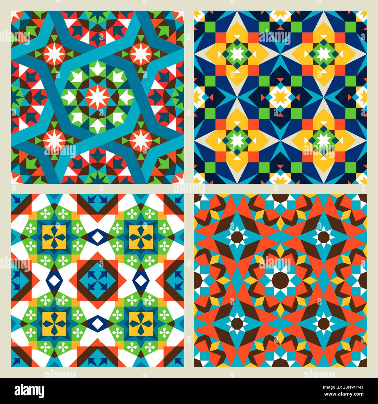 Moroccan mosaic vector or modern arabic seamless patterns Stock Vector ...