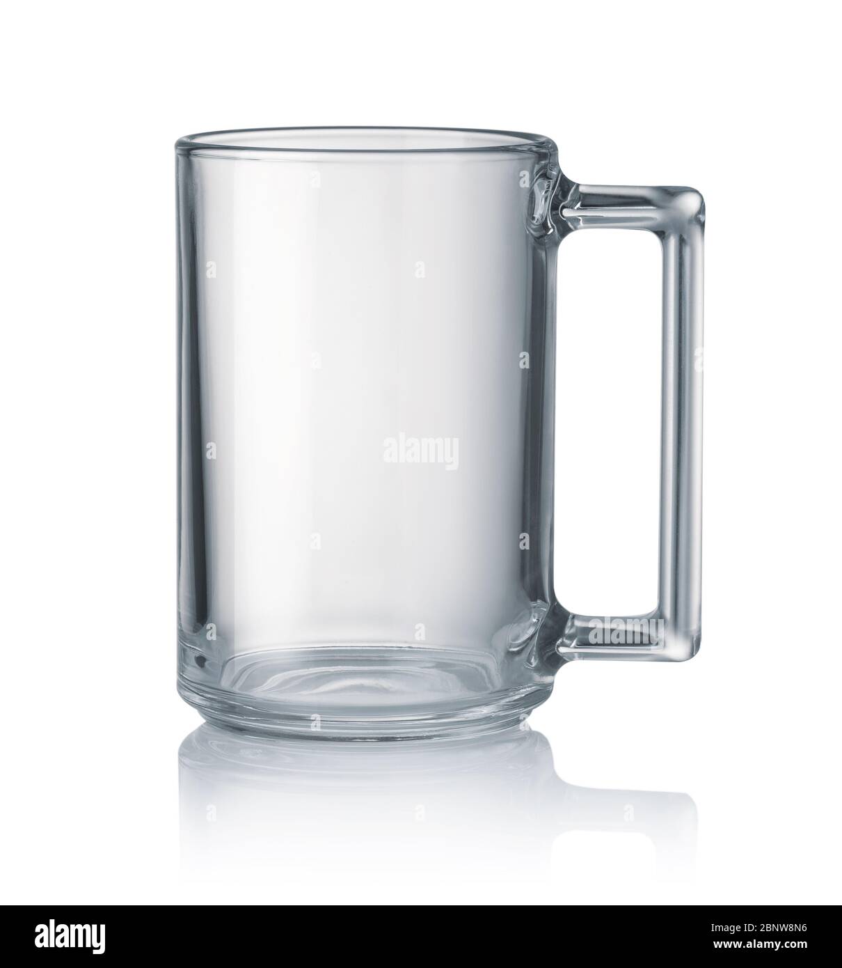 Side view of empty clear glass mug isolated on white Stock Photo