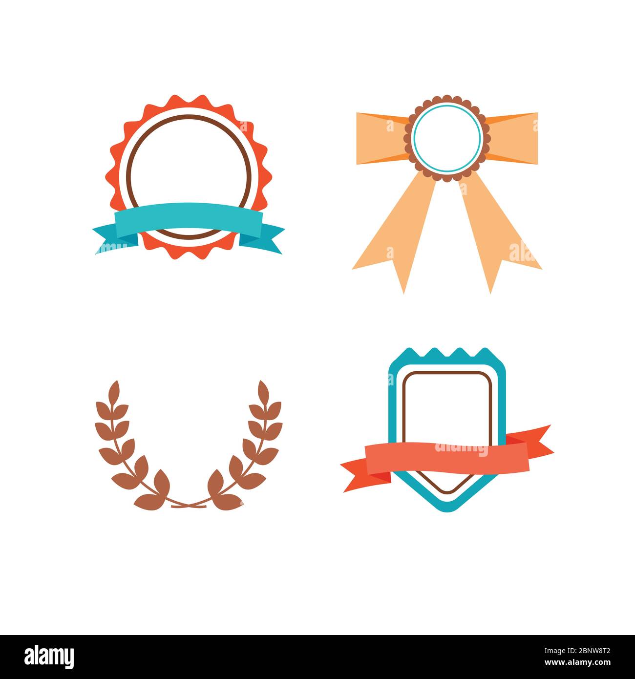 Labels set in trendy modern style with ribbons. Vector illustration ...