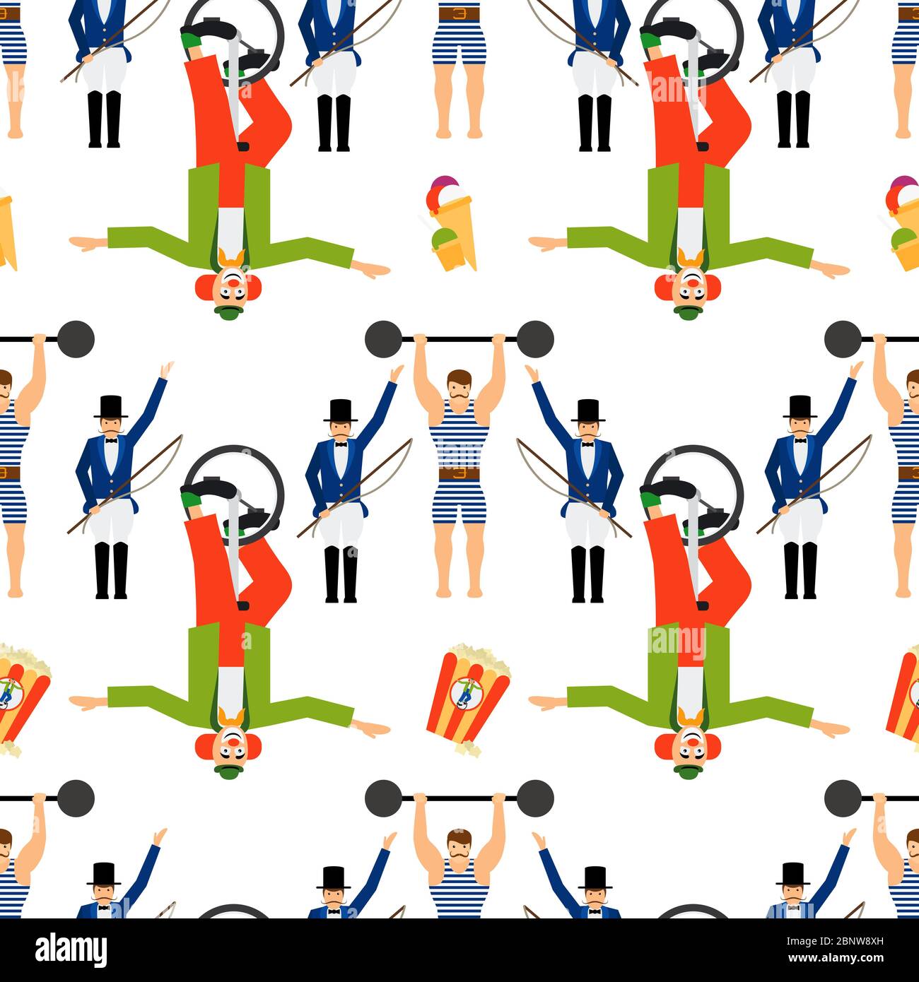 Circus elements seamless pattern on white background. Vector ...