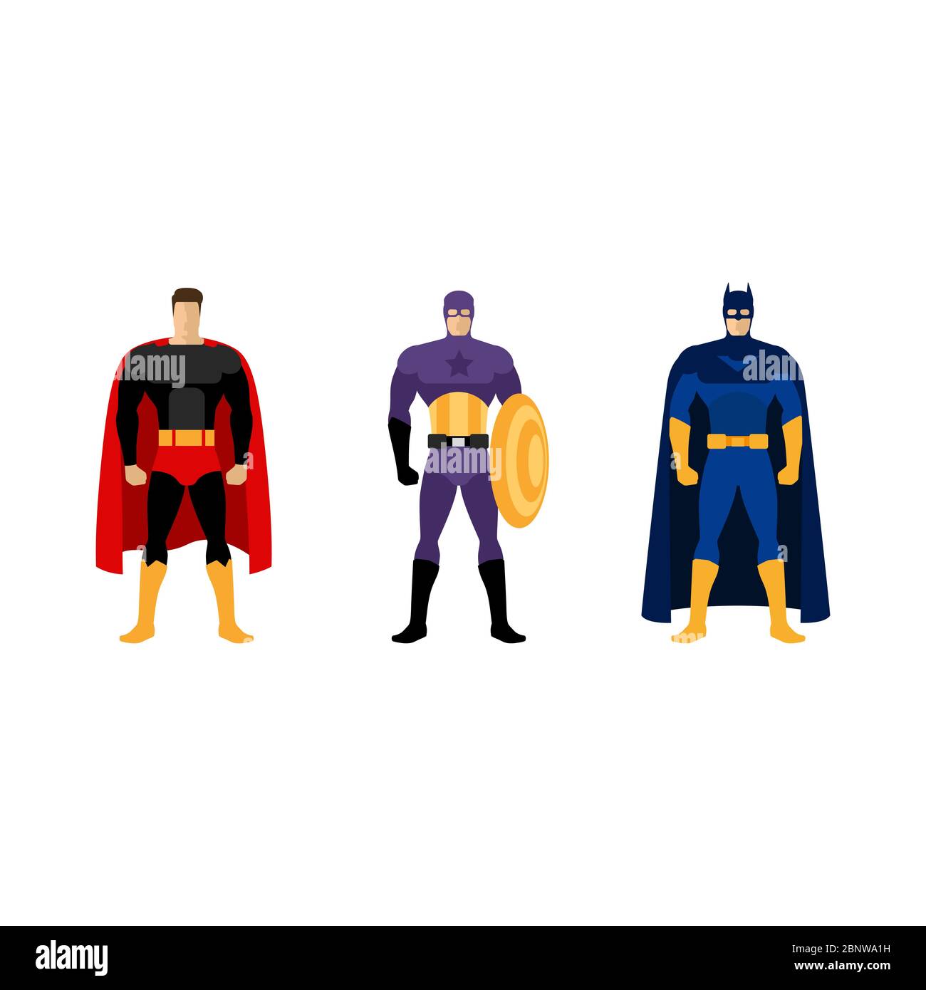 Superhero costumes isolated vector set of clothes for super heroes Stock Vector