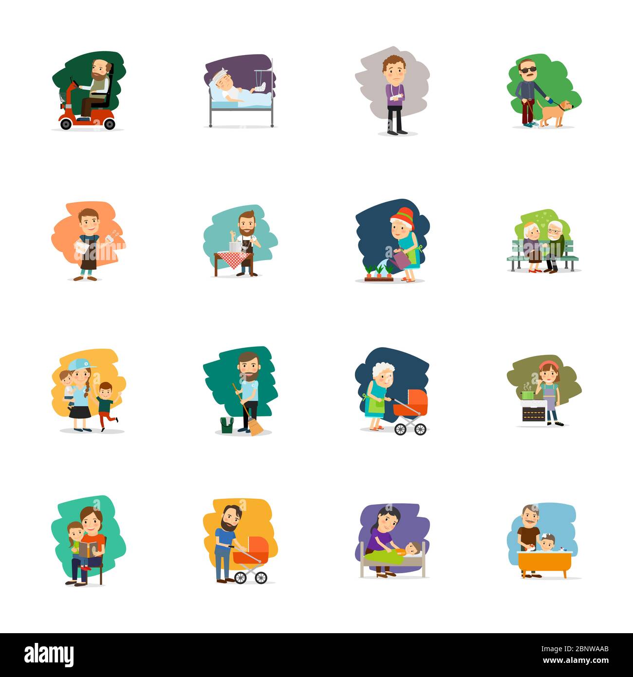 Different people characters color icons set. Vector illustration Stock Vector
