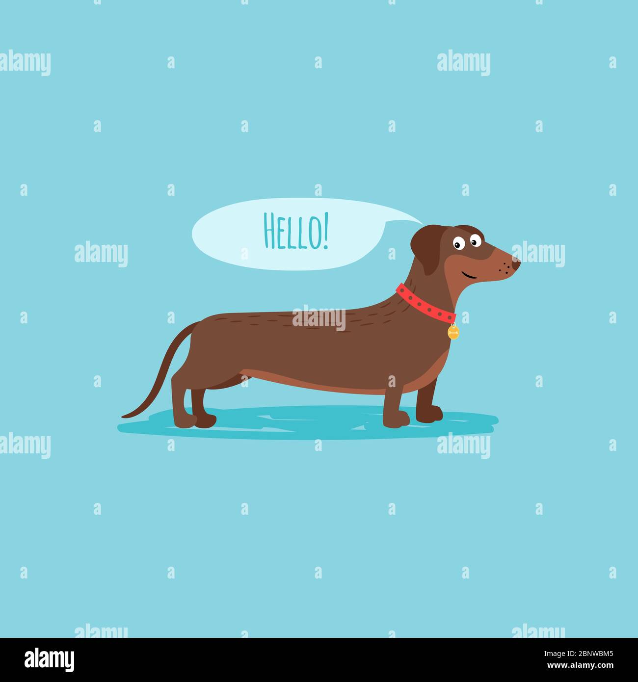 Vector cartoon happy dog, card template with text hello Stock Vector Image  & Art - Alamy