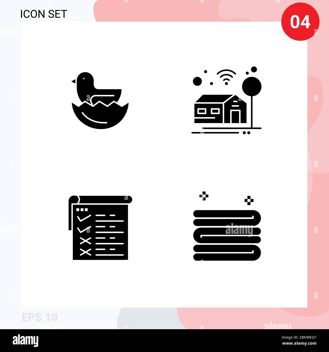 Set of 4 Modern UI Icons Symbols Signs for duck, qa, home, checklist ...