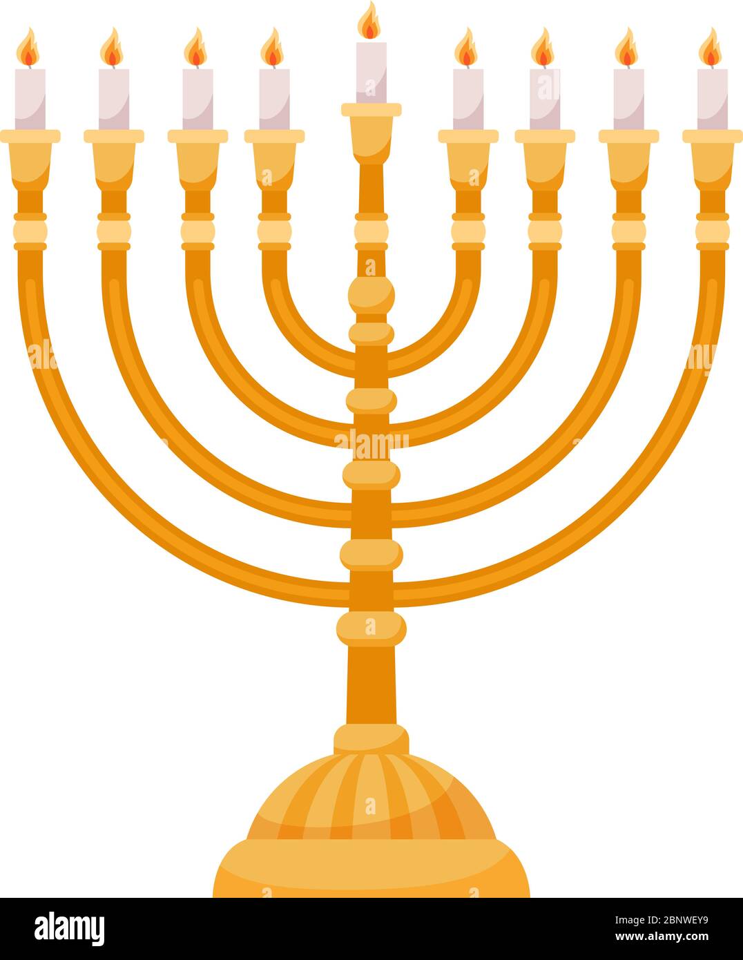 Hanukkah menorah isolated on white background. Hanuka shabbat candles