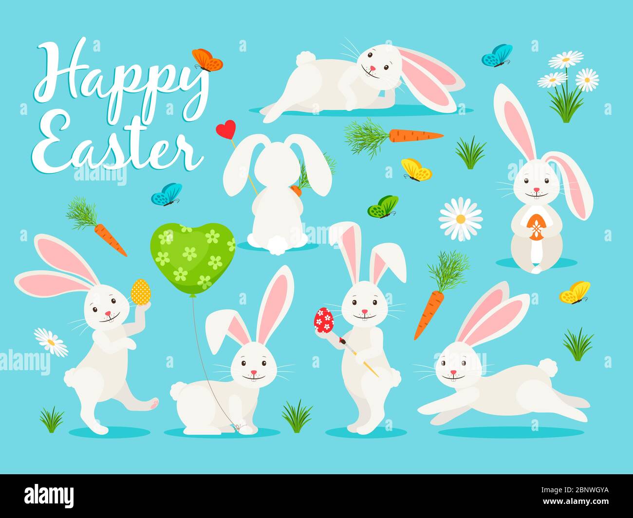 Eastern bunny vector illustration. Happy rabbit for easter banner ...
