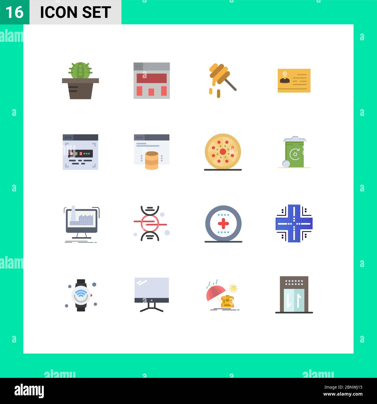 16 Creative Icons Modern Signs and Symbols of server, hosting website, license, front end development, code Editable Pack of Creative Vector Design El Stock Vector