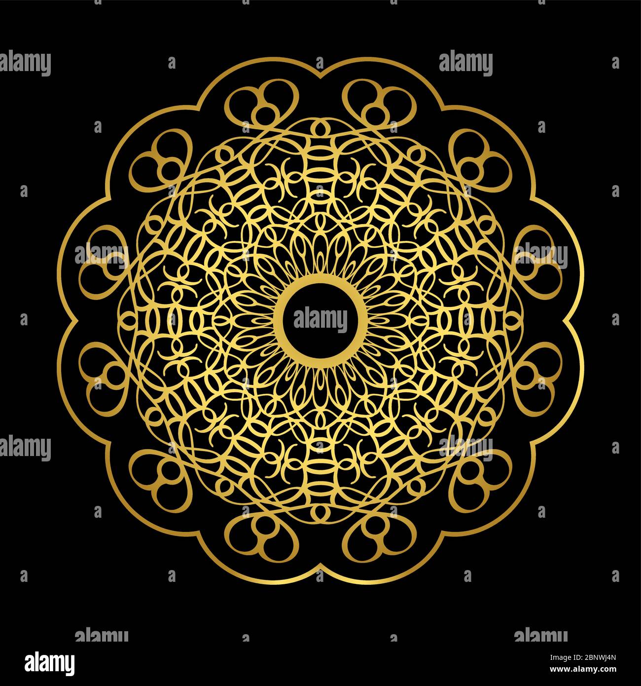Golden vector arabian style mandala on dark background Stock Vector