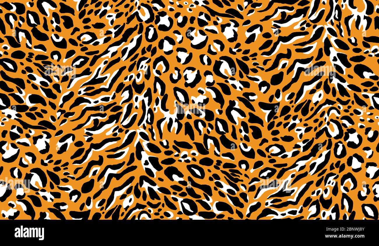 Leopard seamless pattern. Wild Cheetah orange, brown, black repeating texture. Seamless wallpaper, fashion textile background. Stock Photo
