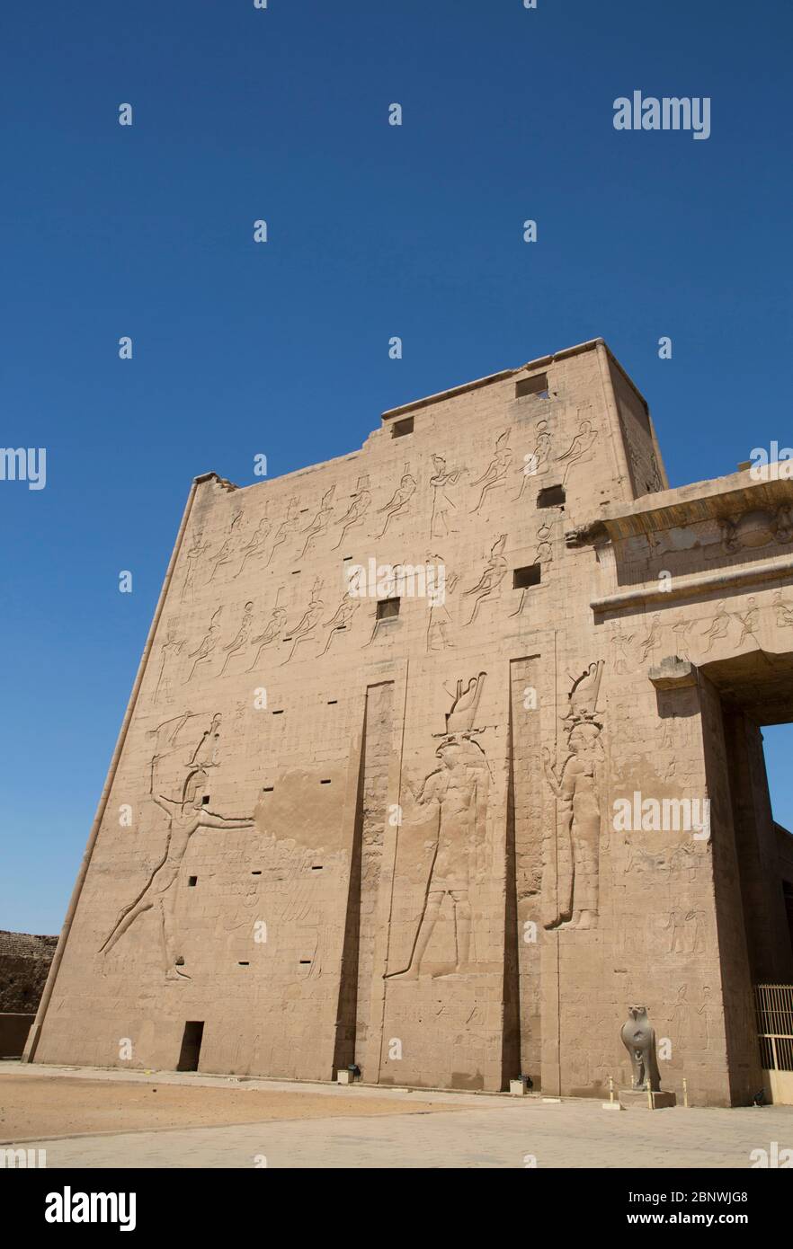First Pylon, Temple of Horus, Edfu, Egypt Stock Photo