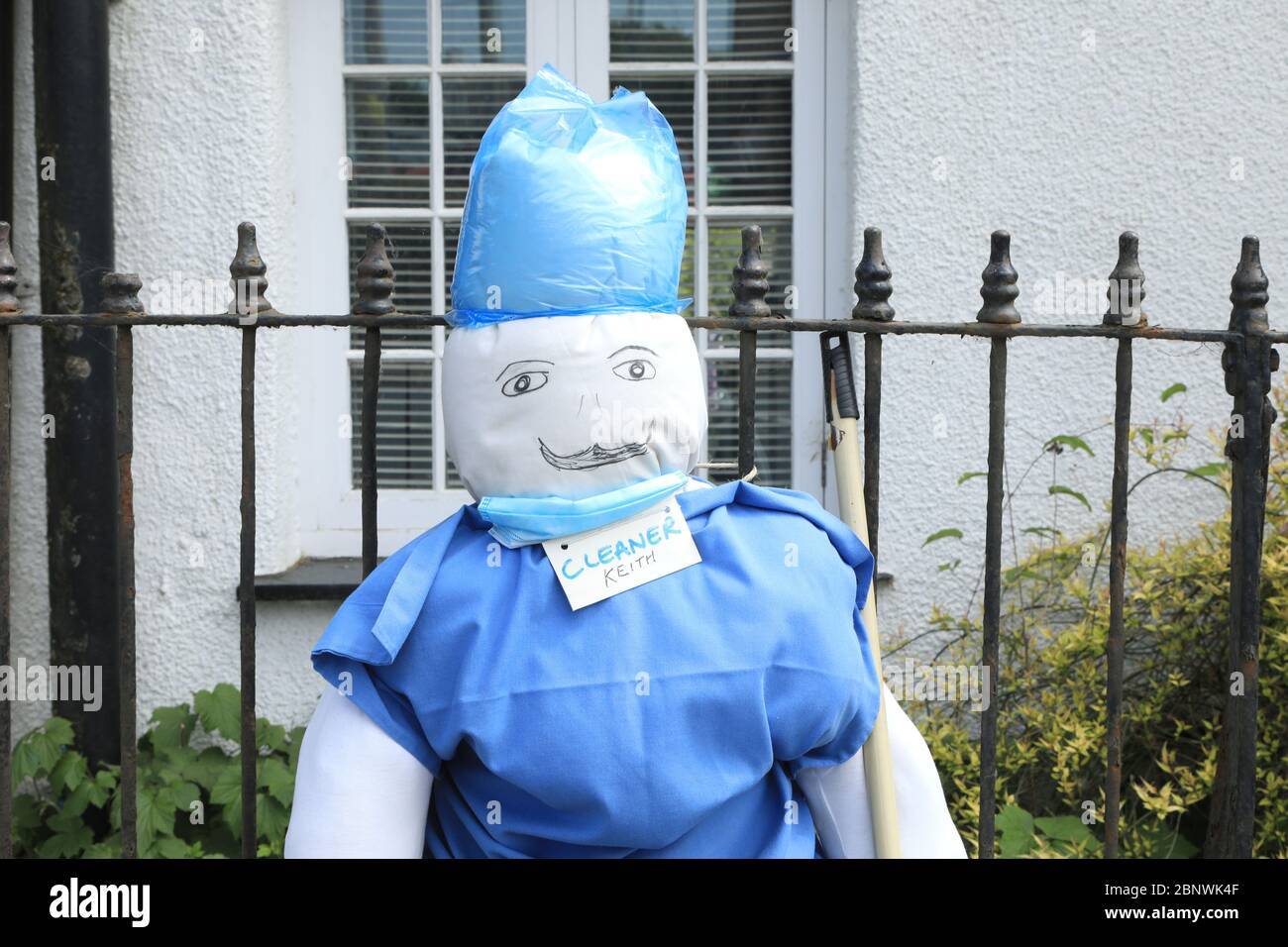 Kilkhampton, North Cornwall, UK. 16th May, 2020. The villagers of Kilkhampton in Cornwall have been paying tribute to keyworkers during the Coronavirus crisis, in their own distinctive way, by creatinga huge assortment of themed scarecrows: Credit: Natasha Quarmby/Alamy Live News Stock Photo