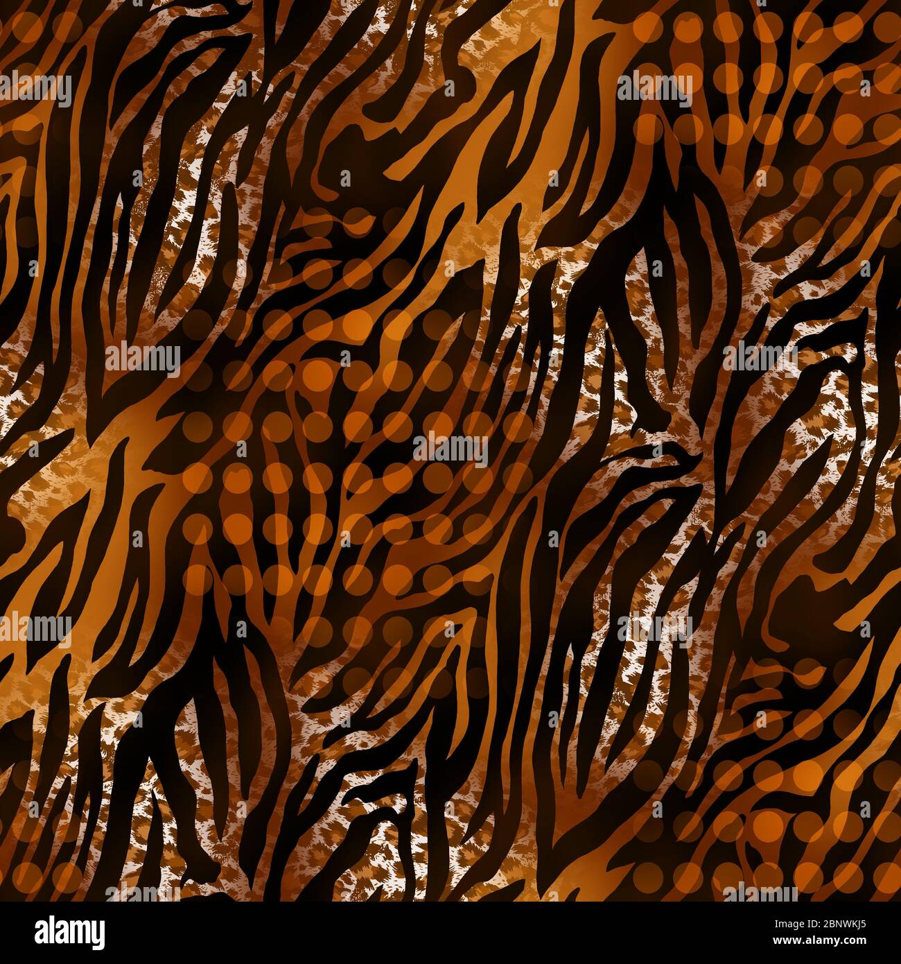 Seamless tiger pattern. Wild dark brown repeating texture. wallpaper, fashion textile background. orange stripe repeated jungle safari skin. Stock Photo