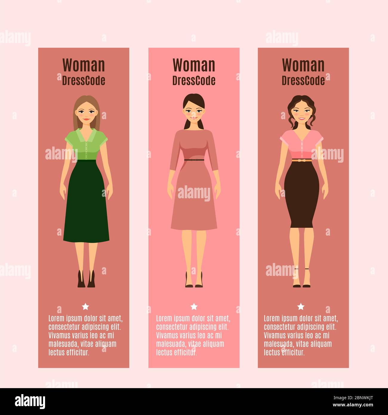 Woman DressCode vertical flyers set ...