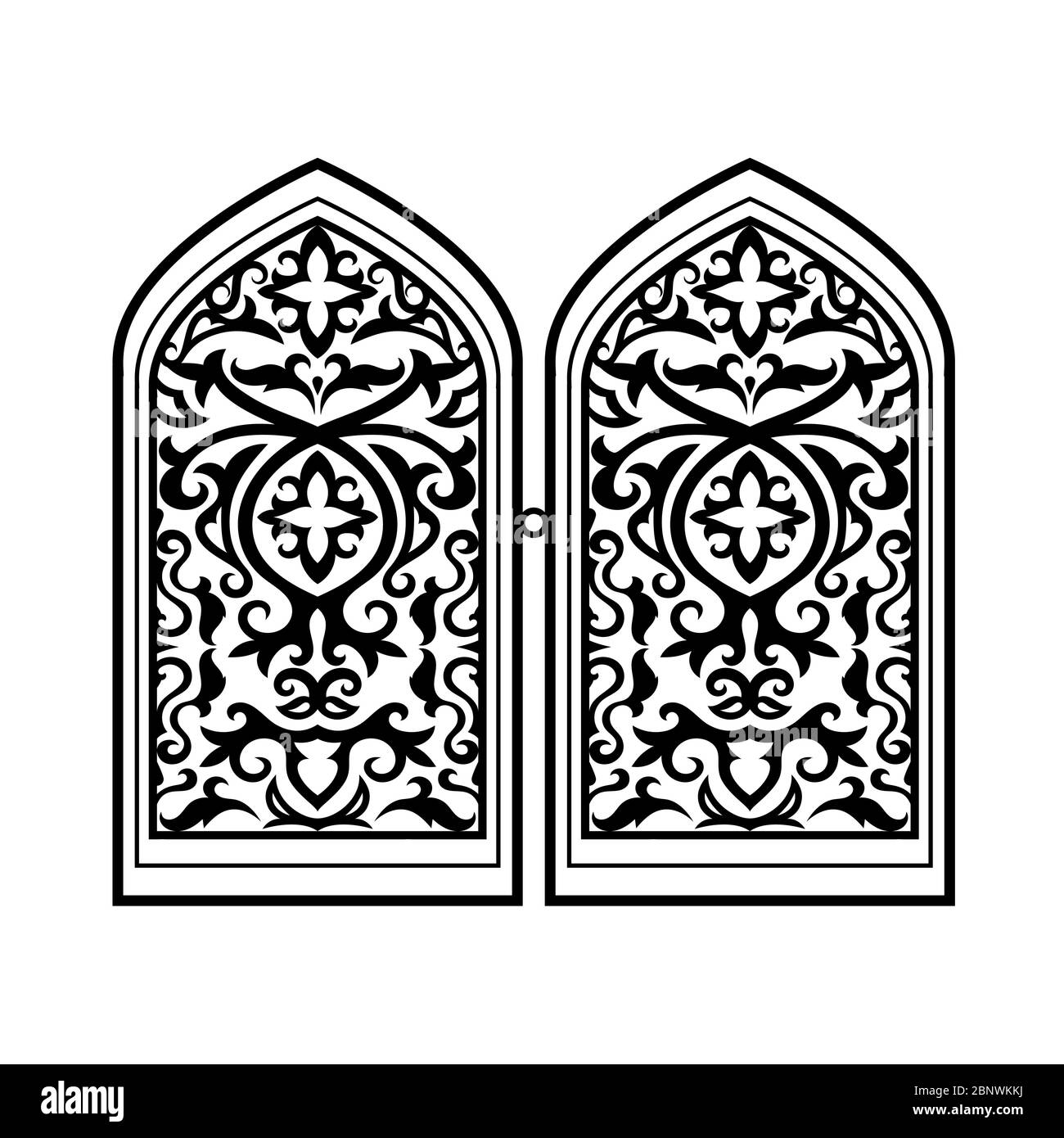 Vector Islamic Window Or Arabic Window Black Silhouette Stock Vector Image Art Alamy