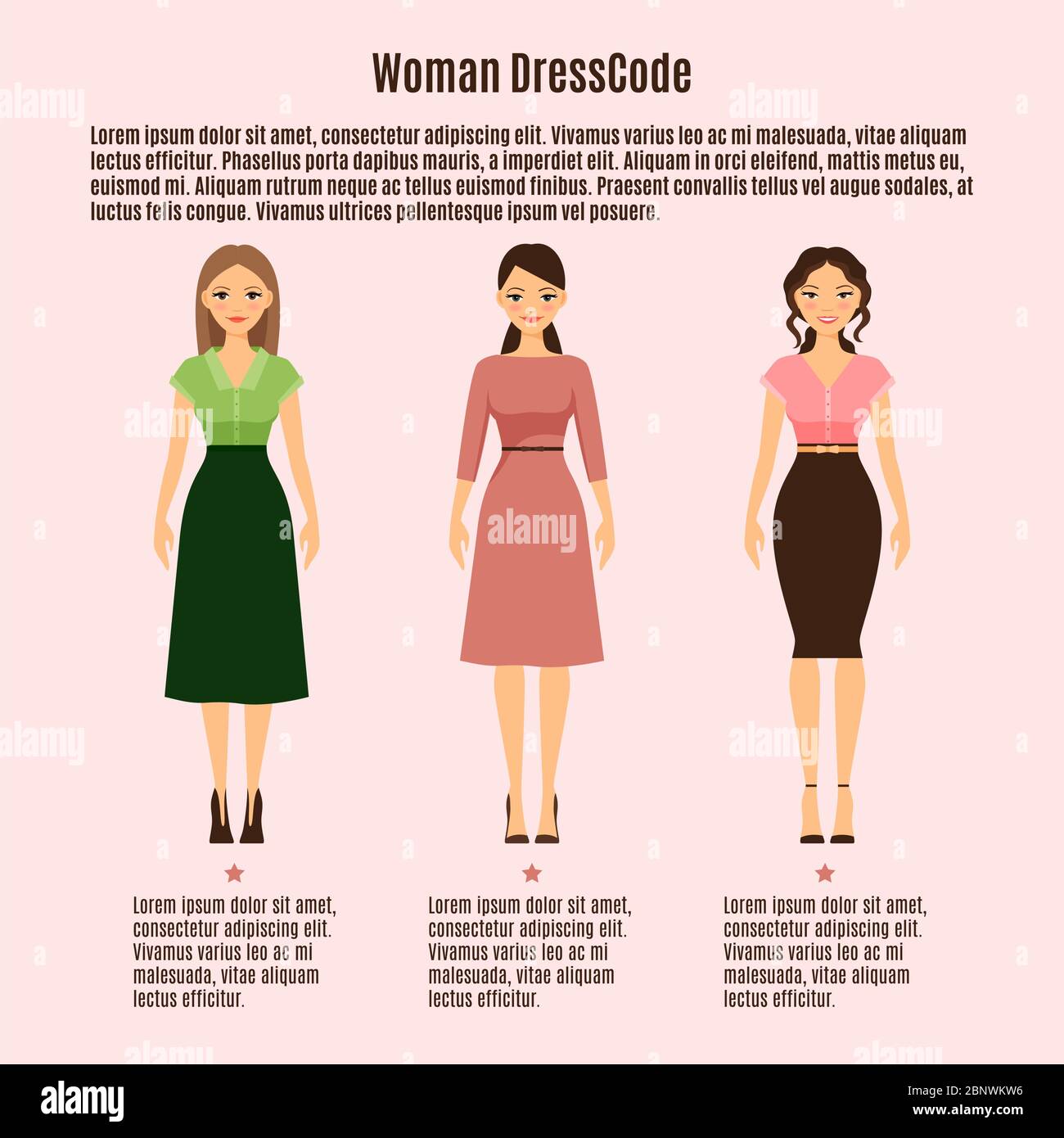 Woman Dress Code vector infographic on pink background Stock Vector Image &  Art - Alamy
