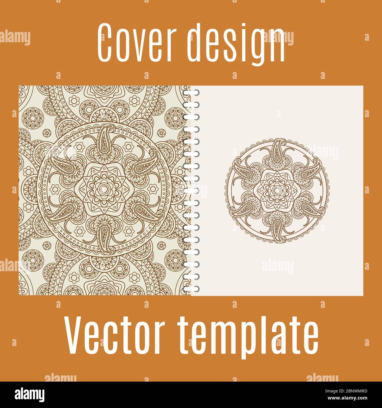 Cover design for print with round mandala pattern. Vector illustration Stock Vector