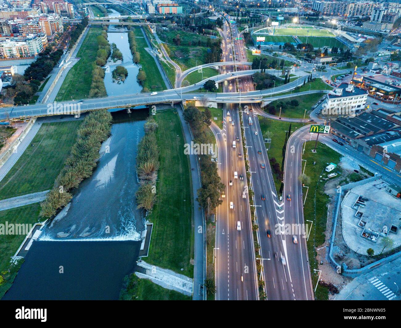 Sant Adria de Besos and Besos river mouth aerial view Barcelona Spain Stock Photo Alamy