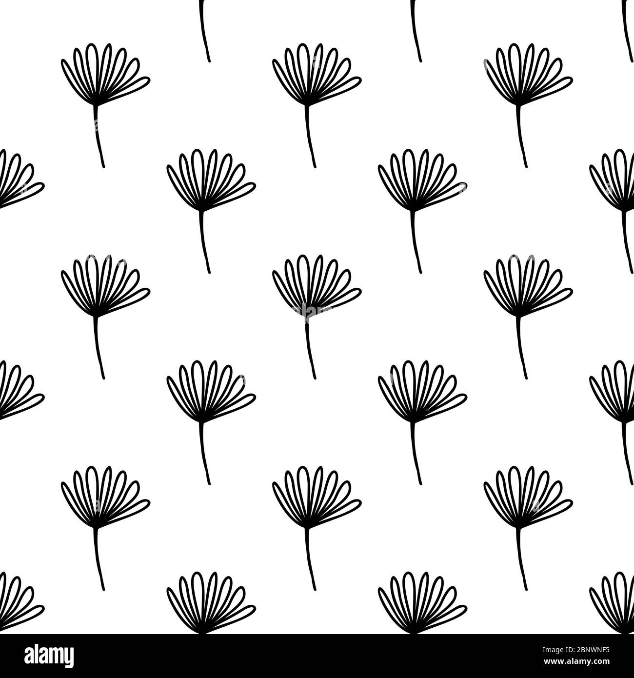 Seamless pattern made from doodle chamomile flowers. Isolated on white background. Vector stock illustration. Stock Vector