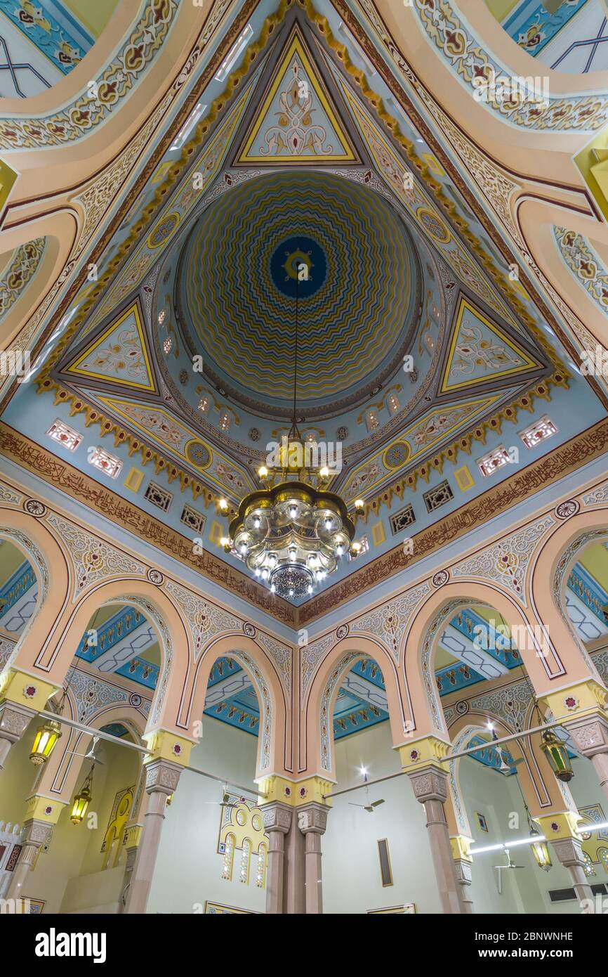 DUBAI, UAE DECEMBER 03, 2017 chandelier hanging from the dome of the