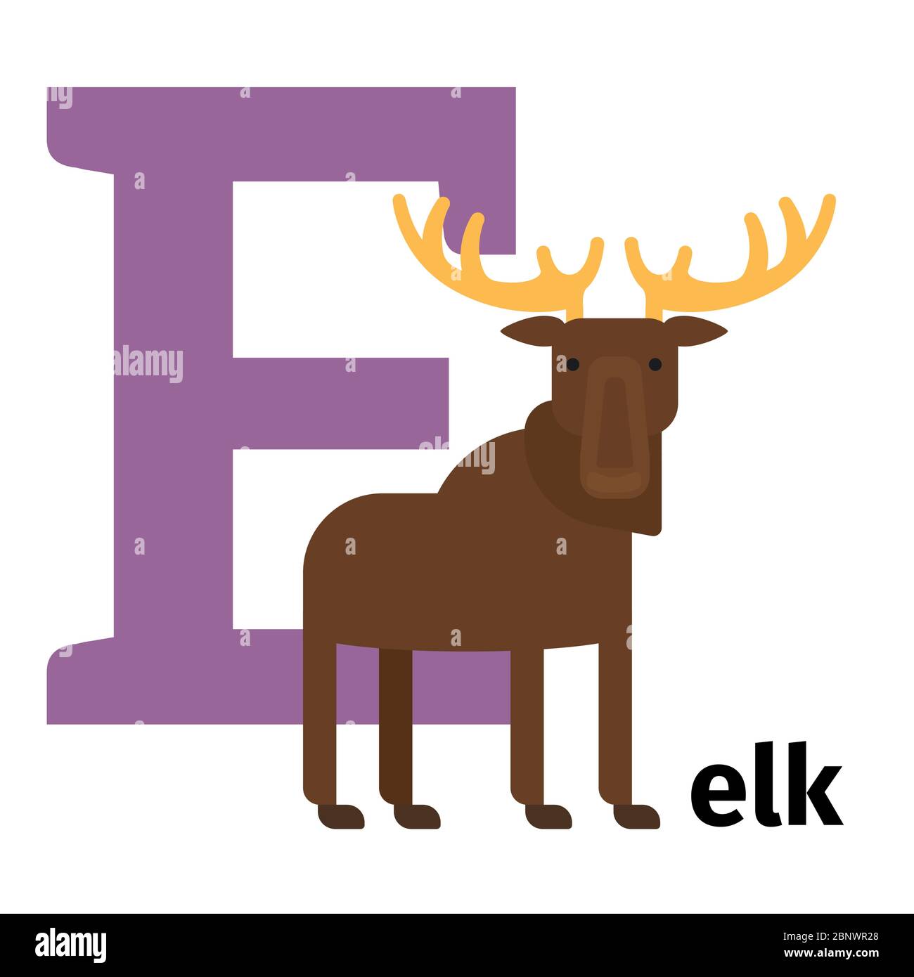 English animals zoo alphabet with letter E. Elk vector illustration Stock  Vector Image & Art - Alamy