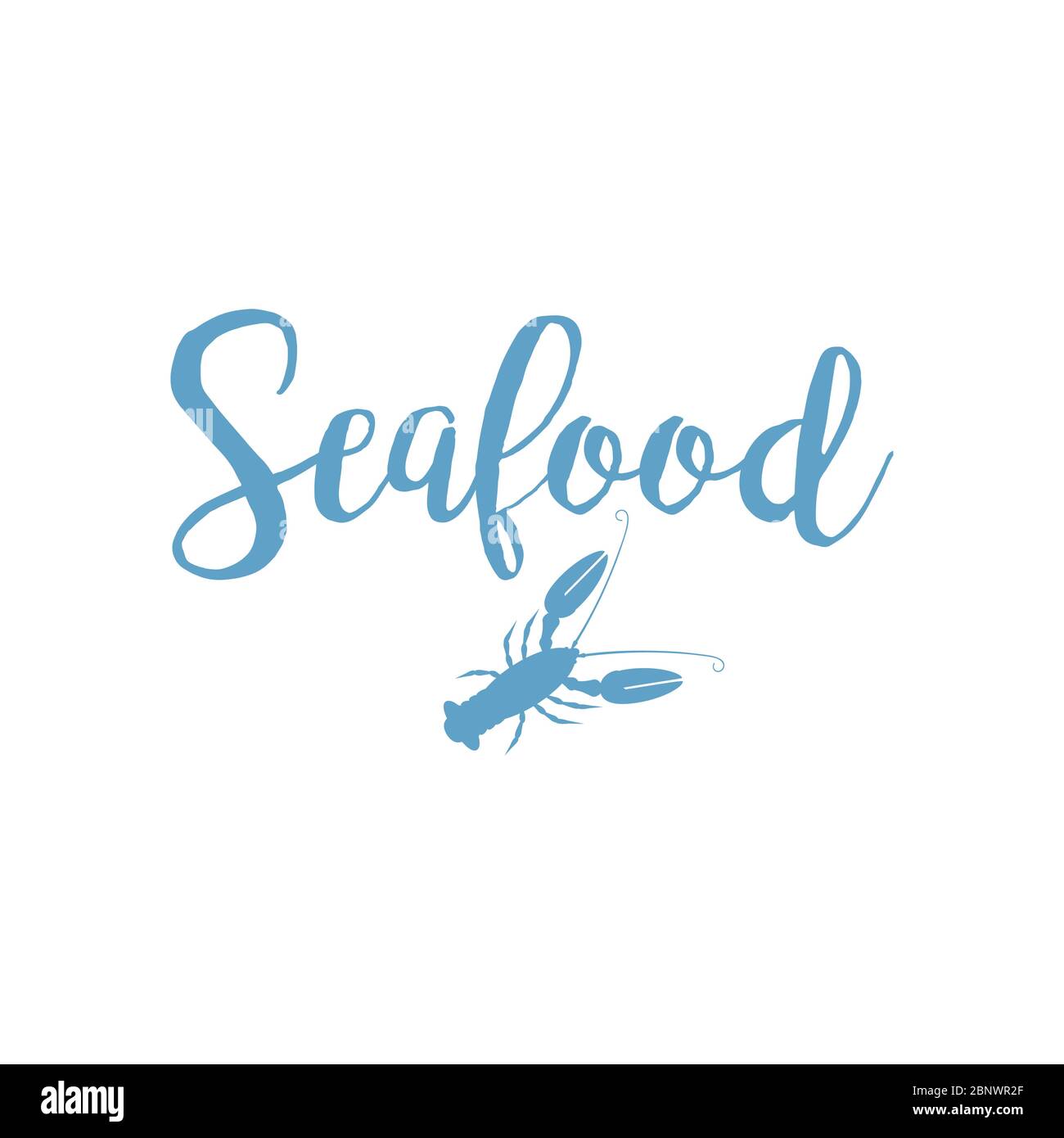 Seafood lettering design with lobster isolated on white. Vector ...