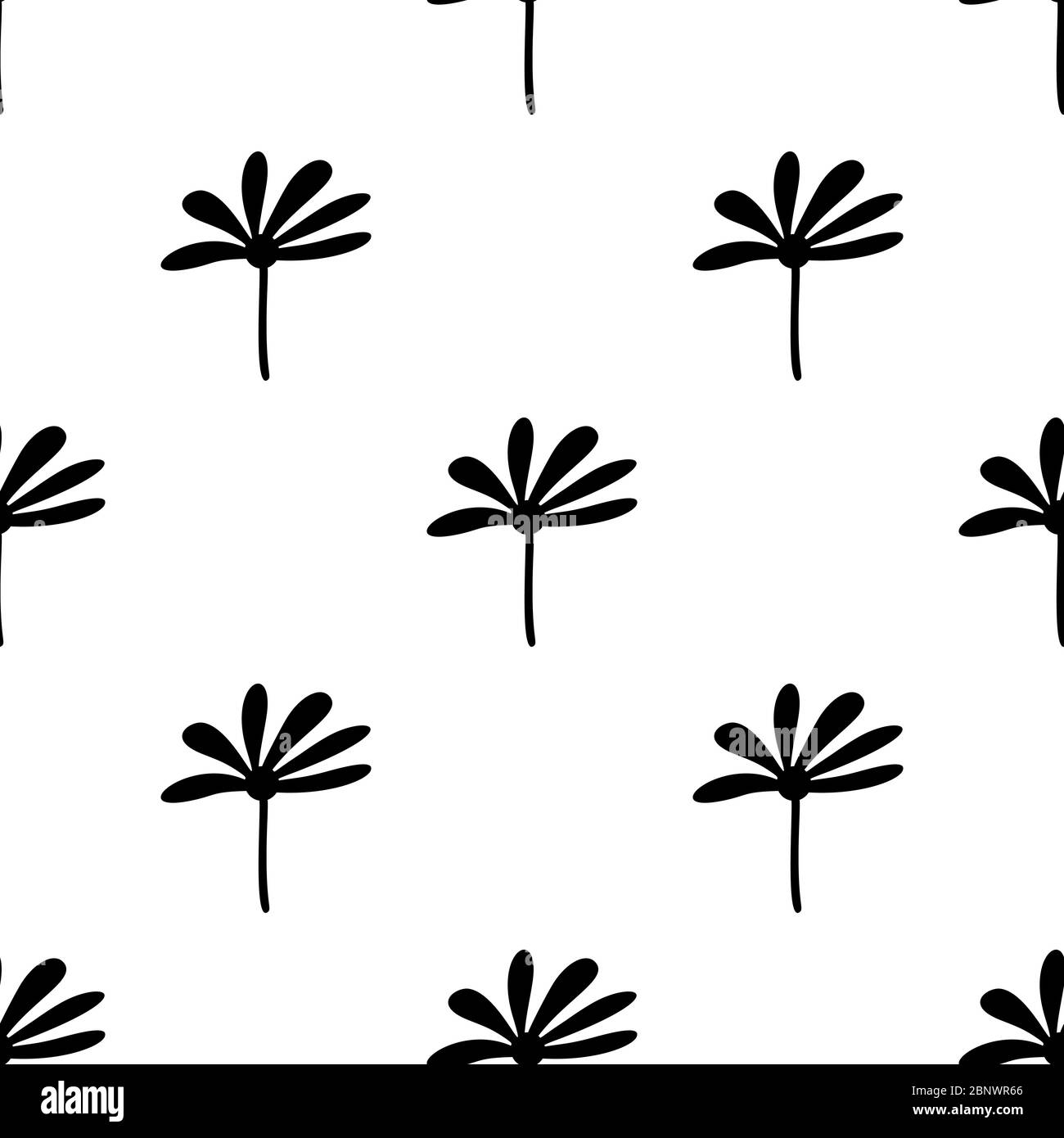 Seamless pattern made from doodle chamomile flowers. Isolated on white ...
