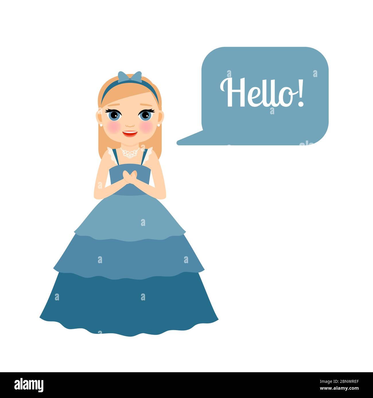 Cute cartoon princess with speech bubble Hello for game design. Vector  illustration Stock Vector Image & Art - Alamy
