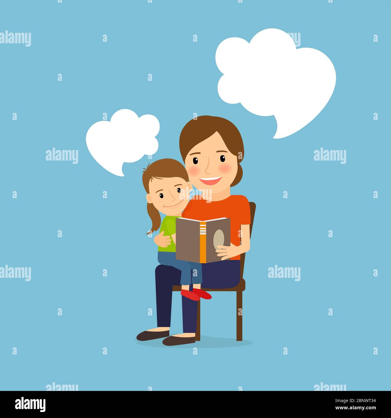 parent and child reading clipart