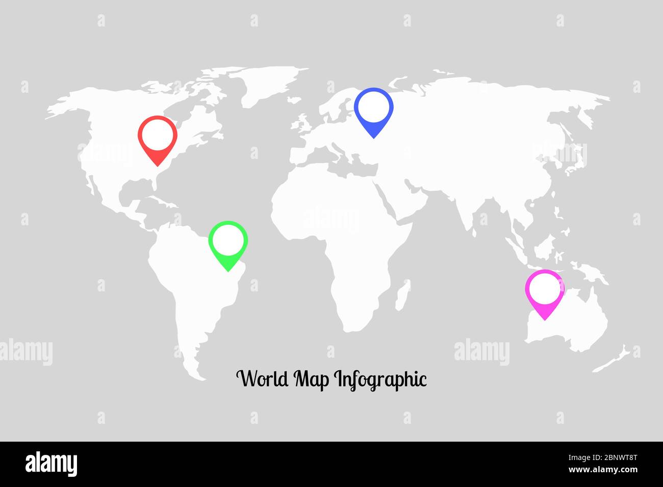 World map infographic with map pointers. Vector illustration Stock ...