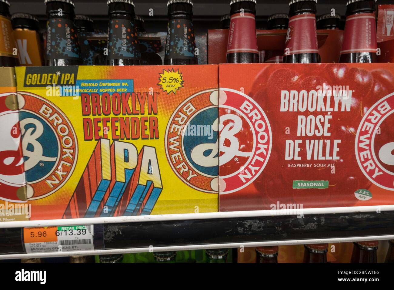 Beer Cooler , Grocery Store, NYC, USA Stock Photo