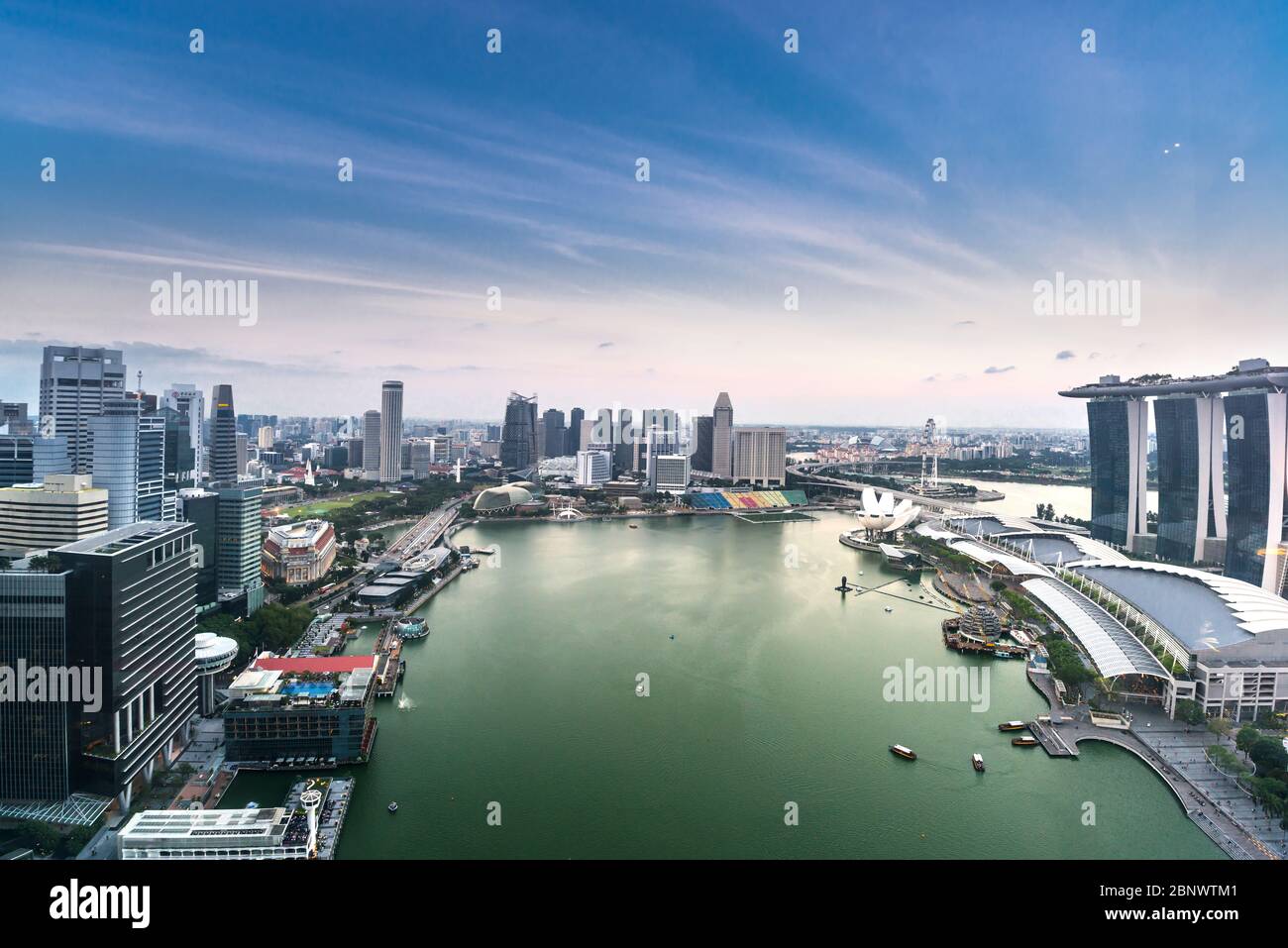 Singapore Marina Bay Area Skyline View. by night from Level 33 craft brewery Stock Photo