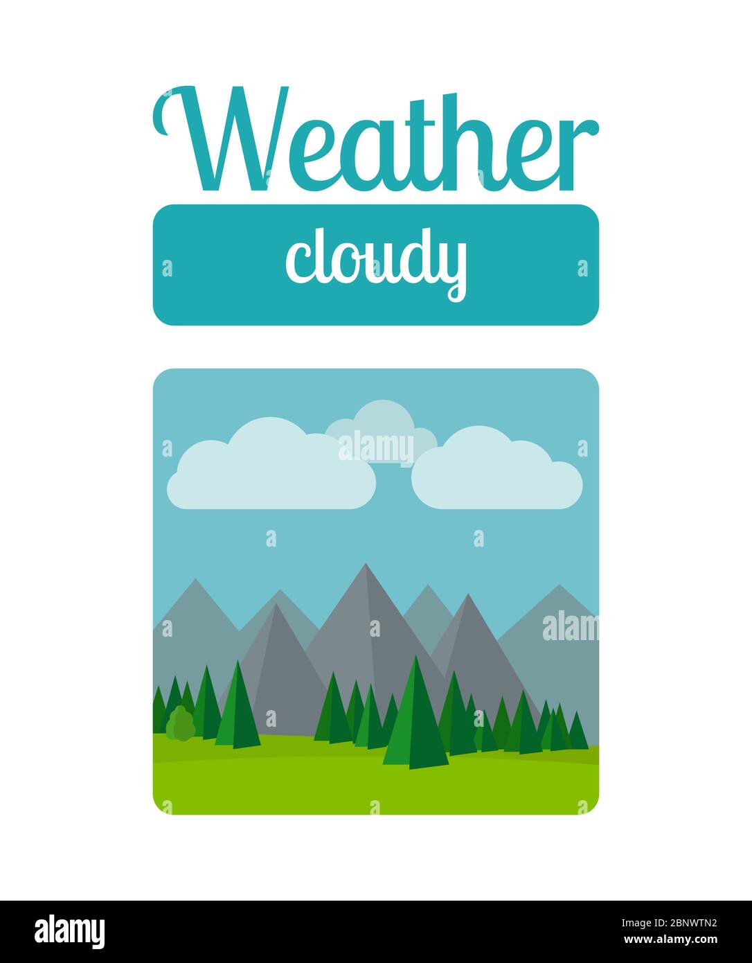 Weather illustration in flat style vector. Cloudy Stock Vector