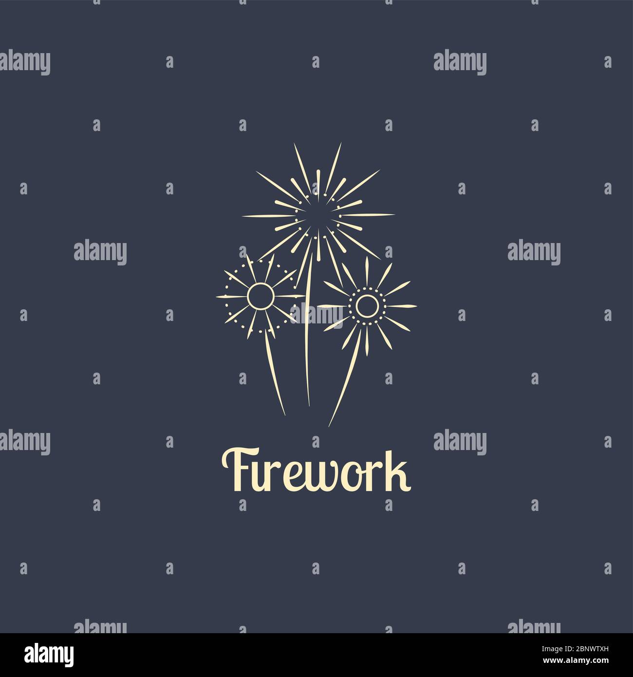 Firework company logo design on the dark background. Vector illustration Stock Vector