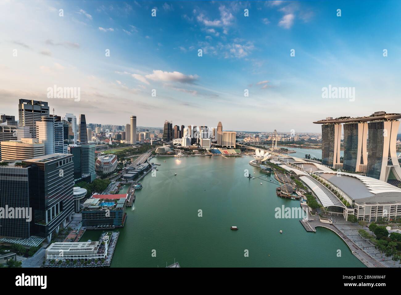 Singapore Marina Bay Area Skyline View. by night from Level 33 craft brewery Stock Photo
