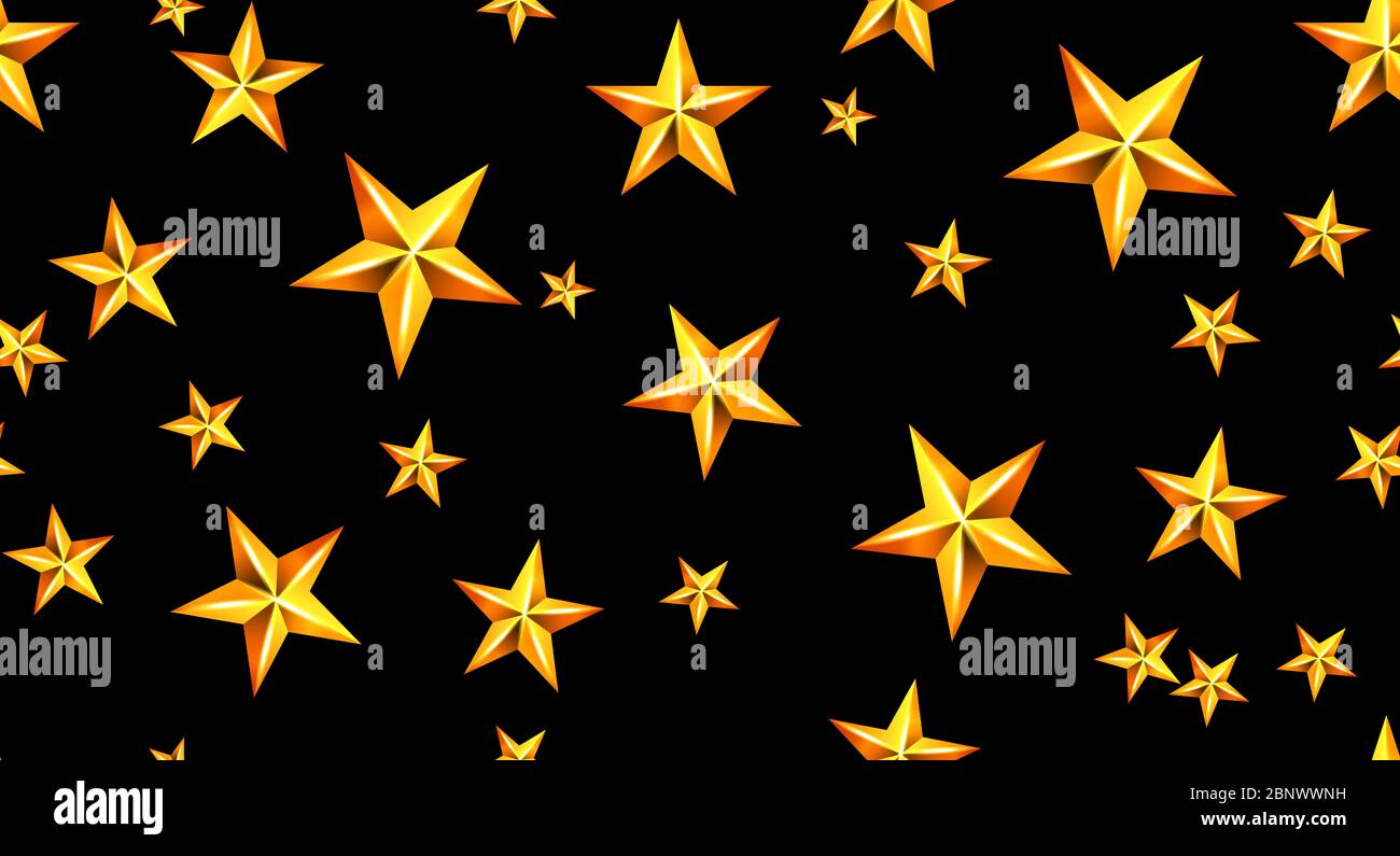 Christmas stars on black background, Seamless Pattern Designed for ...