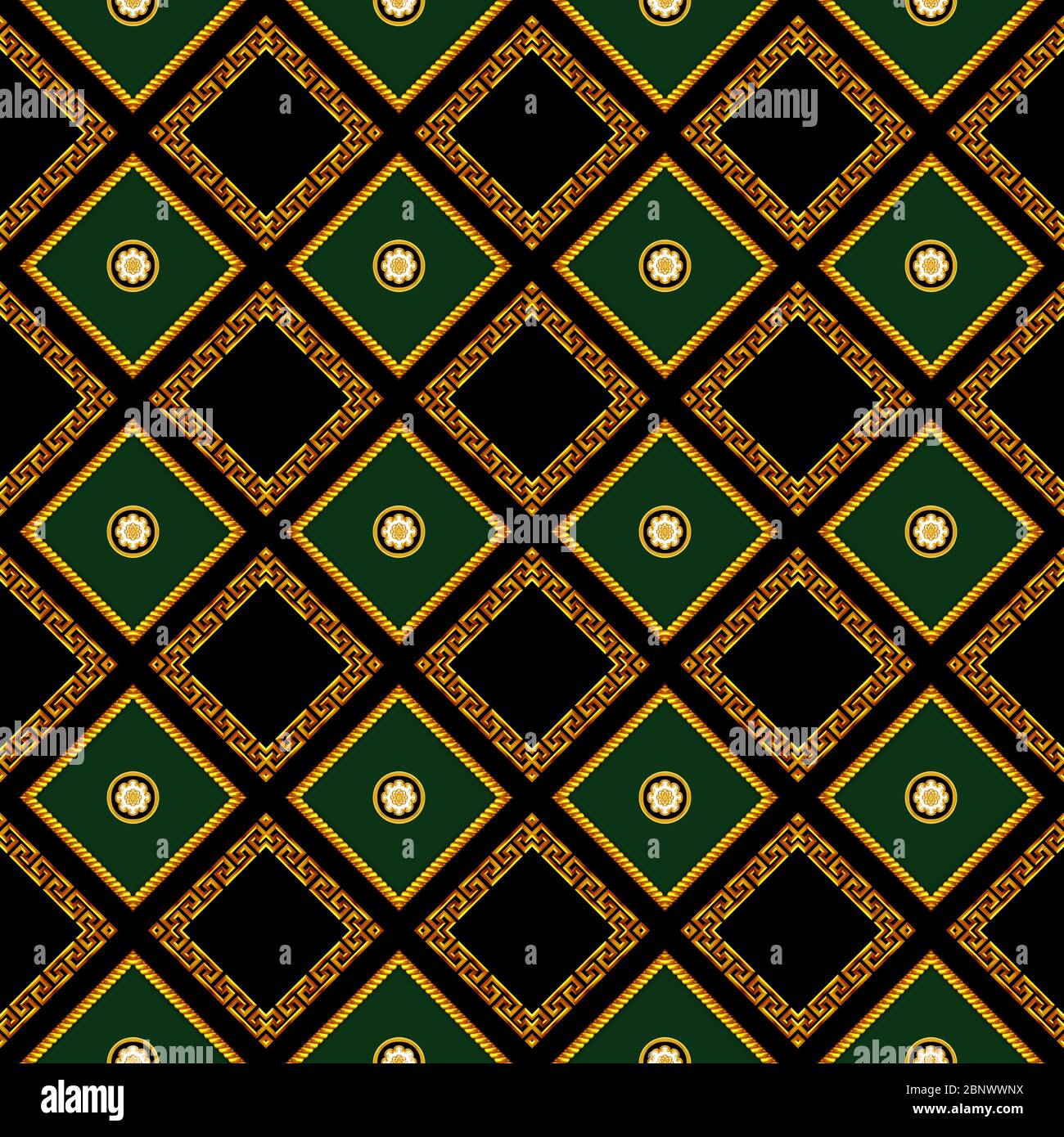 Seamless Luxury Fashional Pattern with Golden Chains Repeating Texture of Antique Decorative Motif. Ready for Textile Prints. Stock Photo
