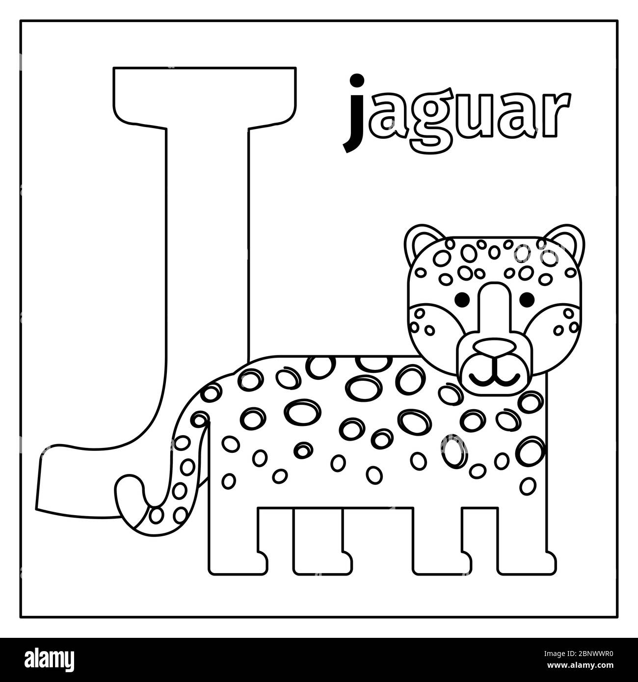 Coloring page or card for kids with English animals zoo alphabet. Jaguar, letter J vector illustration Stock Vector Image & Art - Alamy Coloring page or card for kids with English animals zoo alphabet. Jaguar, letter J vector illustration Stock Vector Image & Art - Alamy