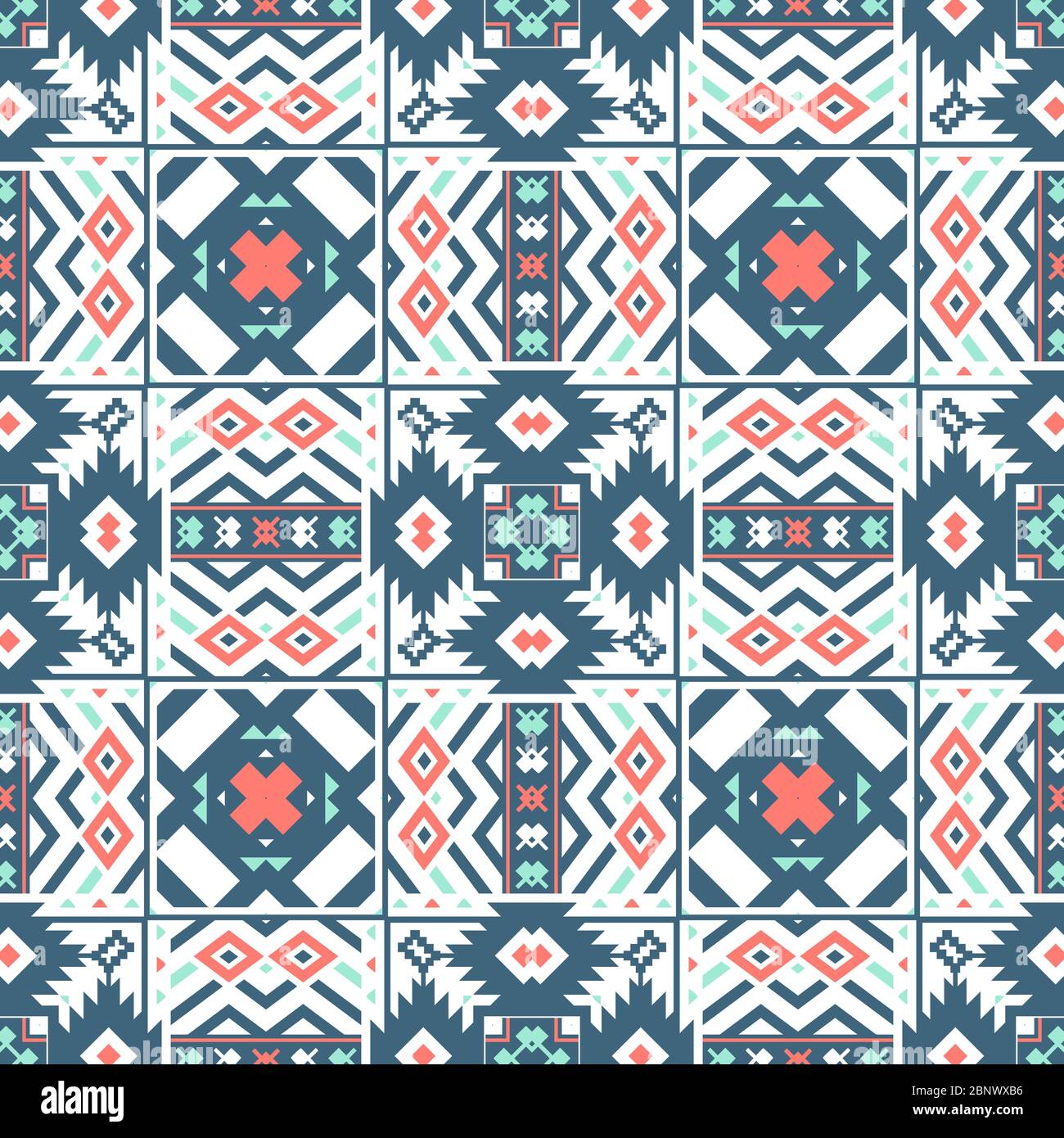 Geometric ethnic oriental seamless pattern traditional Design for background, carpet, wallpaper, clothing, wrapping, Batik, fabric and textile. Stock Photo