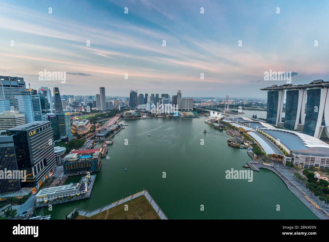 Singapore Marina Bay Area Skyline View. by night rom Level 33 Stock Photo