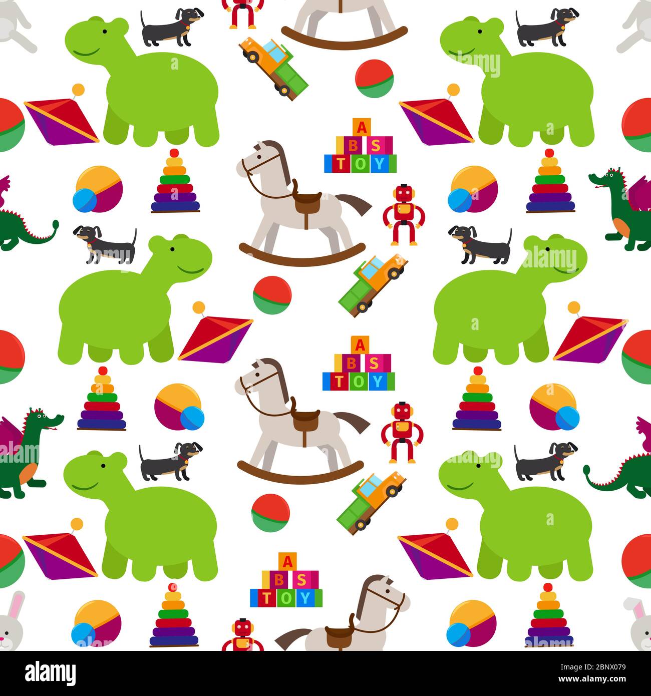 Children toys colorful cute seamless pattern. Vector illustration Stock ...